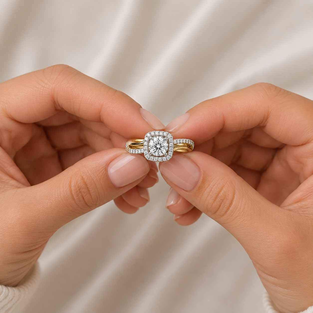 real round diamond engagement ring twisted wedding ring for her white/yellow/rose gold ring anniversary gift genuine lab grown diamond ring
