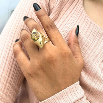  Resin Ring, Yellow Floral Jewelry