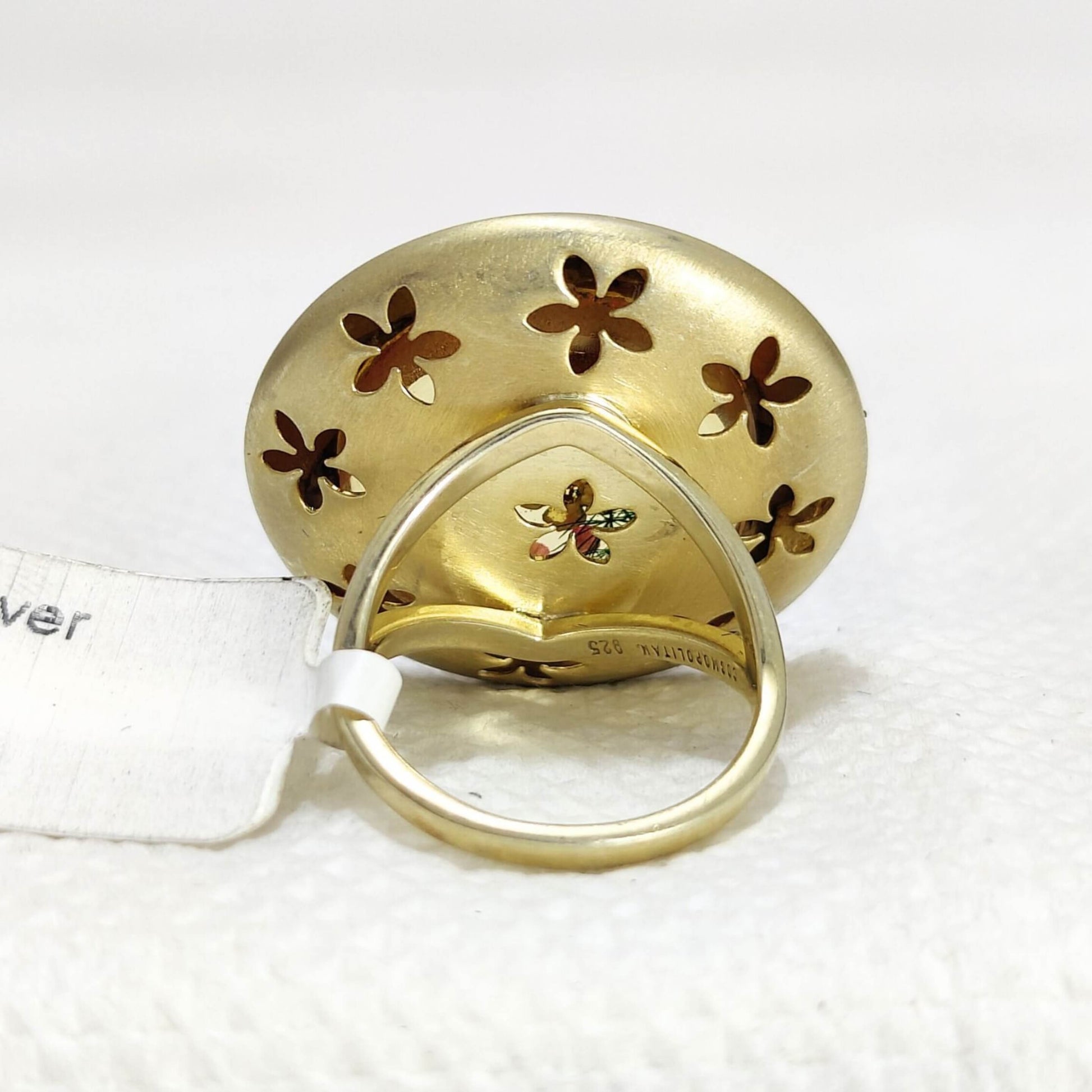 Resin Ring with Pressed Blue Forget-Me-Not Flowers 