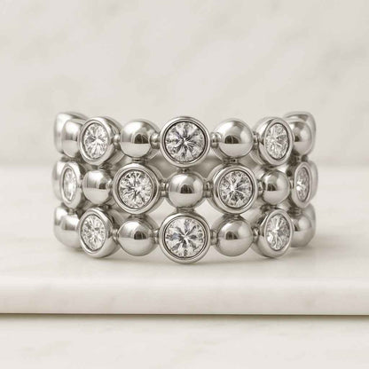 Ring Chevron Twisted Style Floating Bubble Ring