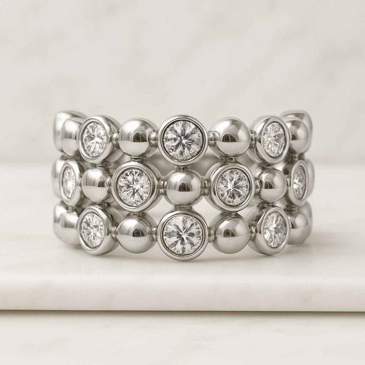 Ring Chevron Twisted Style Floating Bubble Ring