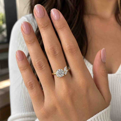 Nature Inspired Engagement Ring Lab Grown Diamond Ring Flower Ring Women Floral Engagement Ring Anniversary Gift White Yellow Rose Gold Ring
