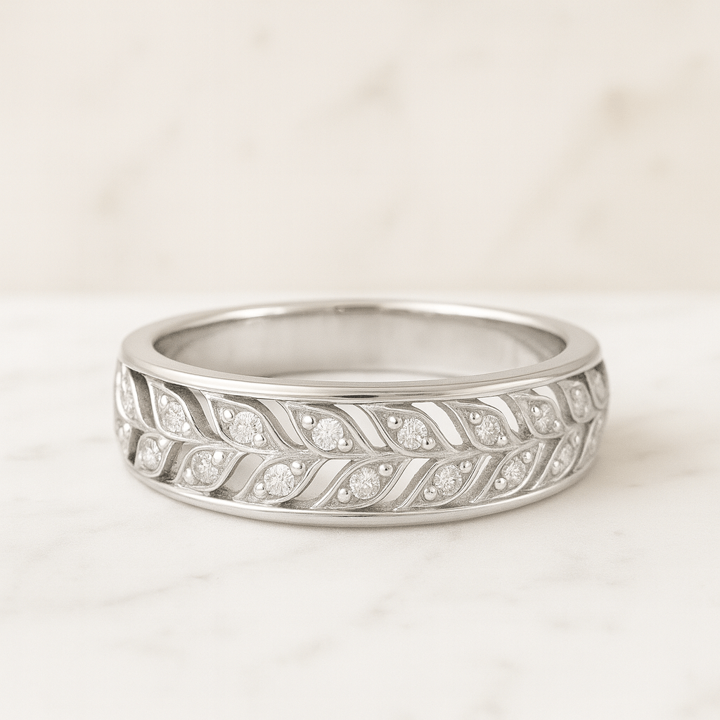 Ring for Women 14k Solid Gold Art Deco Wedding Ring