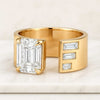 Gold Emerald Lab Diamond Open Gap Men's Band