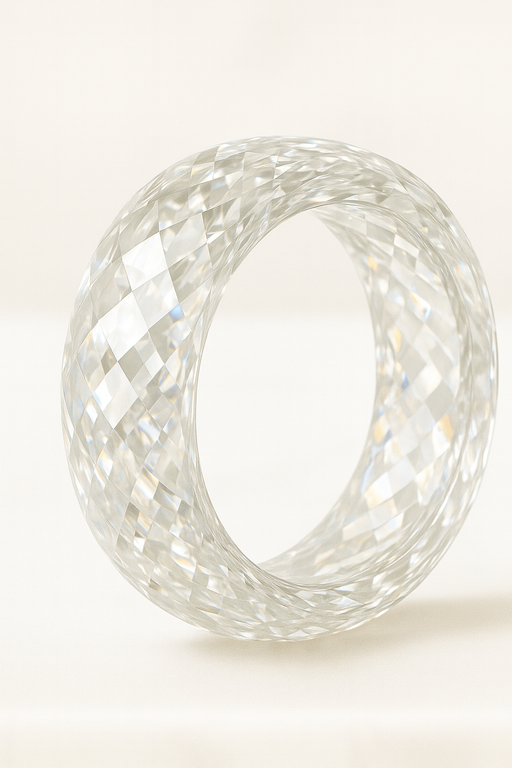 Faceted Crystal Ring High Clarity Transparent Jewelry Band