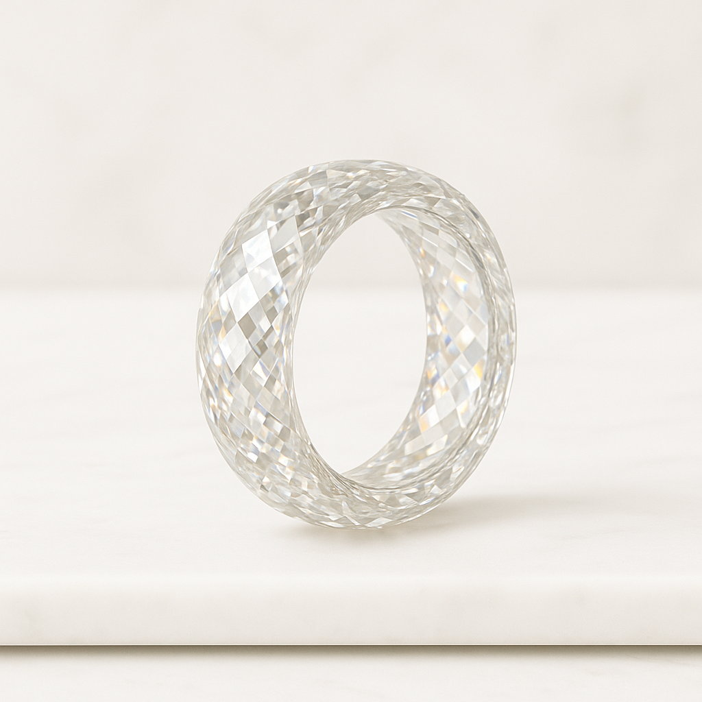 Faceted Crystal Ring High Clarity Transparent Jewelry Band