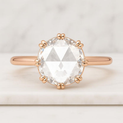 Rose Cut Diamond Wedding Band Genuine Lab Grown Diamond Ring