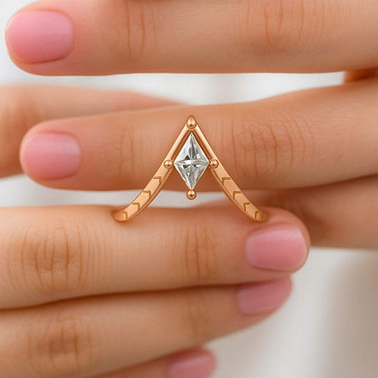 Rose Gold Engagement Ring Art Deco Diamond Bridal Ring Luxury Anniversary Gift for Her