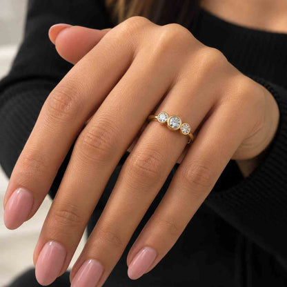 Rose Cut Solitaire Round Engagement Ring, Rose Cut Lab Diamond Ring, Yellow Gold Ring, Unique Bridal Ring Gift, Bezel setting, Perfe