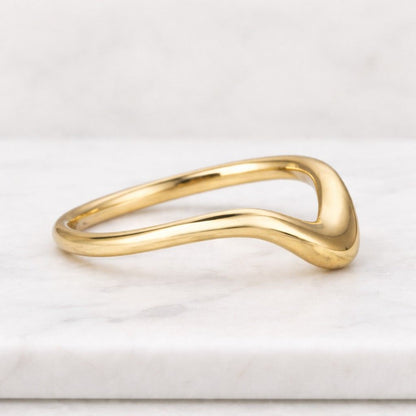 Plain Gold Wedding band,Curved Wedding Band,Solid Rose Gold ring,Vintage ring,Matching Wedding Band,Art Deco Wedding Band,Simple ring
