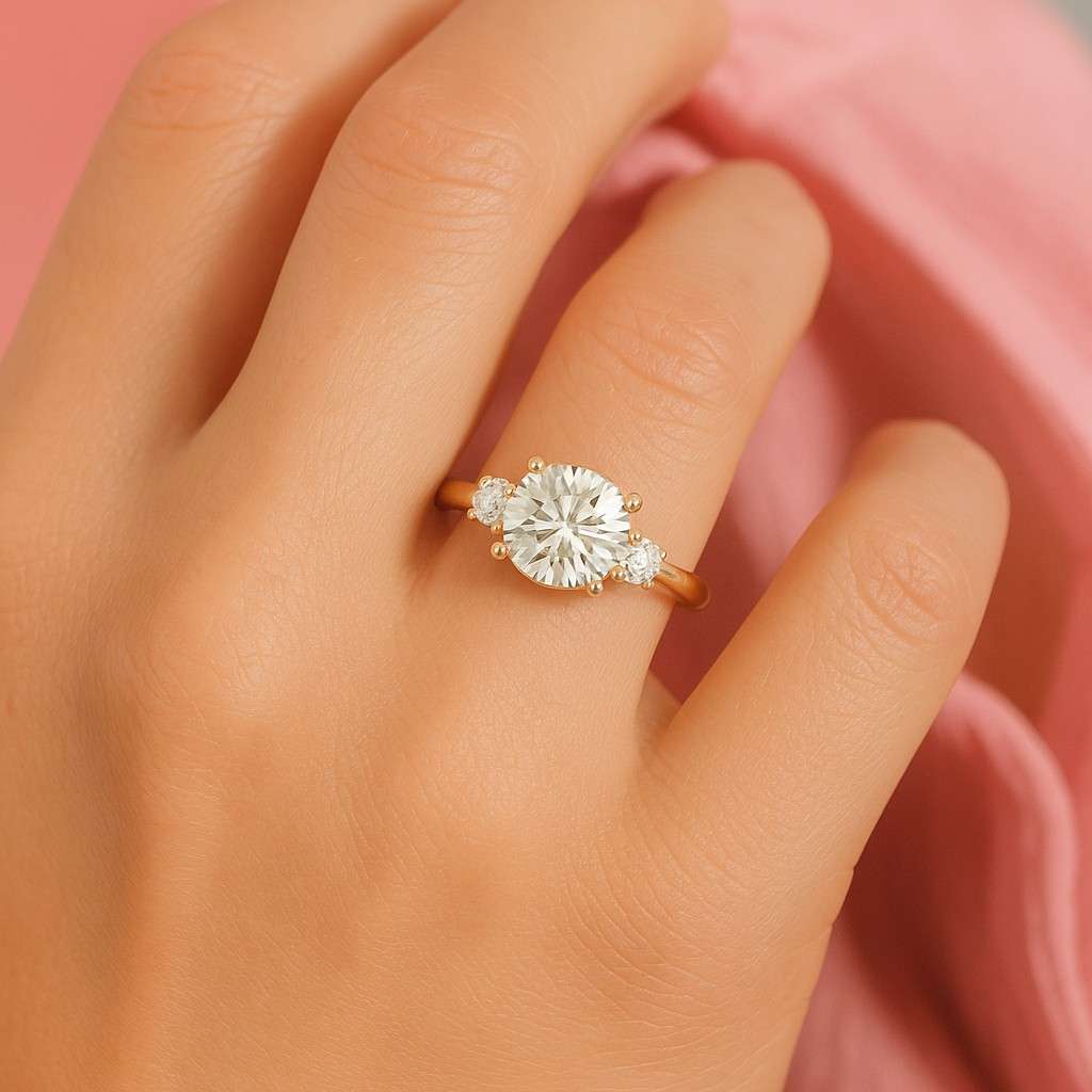 Round Lab Diamond Six Claw Solitaire Engagement Ring IGI Certified  Yellow Gold