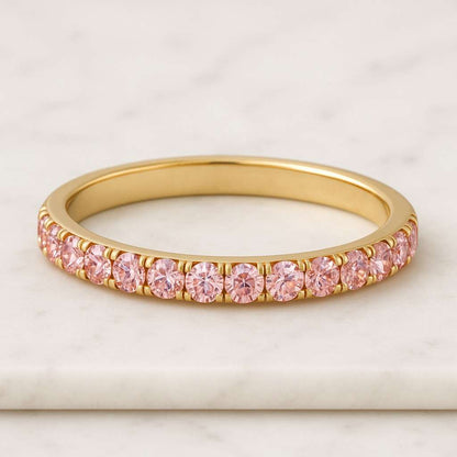 Round Cut CVD Diamond Infinity Twist Wedding Band Lab Diamond Half Eternity Band