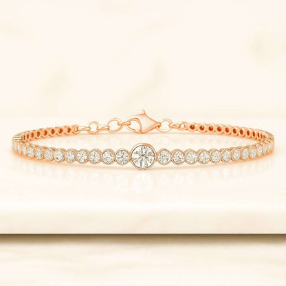 Bezel Set Round Moissanite Diamond Tennis Bracelet