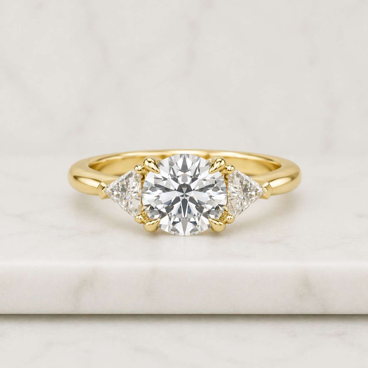 Round Diamond Engagement Ring Round Trilogy Diamond Ring Genuine Lab Grown Diamond Ring 3 Stone Anniversary Ring Round Bypass Setting Ring
