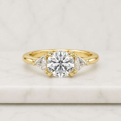 Round Diamond Engagement Ring Round Trilogy Diamond Ring Genuine Lab Grown Diamond Ring 3 Stone Anniversary Ring Round Bypass Setting Ring

