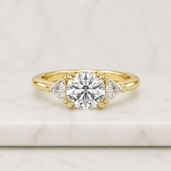 Round Diamond Engagement Ring Round Trilogy Diamond Ring Genuine Lab Grown Diamond Ring 3 Stone Anniversary Ring Round Bypass Setting Ring
