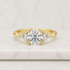 Round Cut Lab Grown Diamond Three Stone Engagement Ring