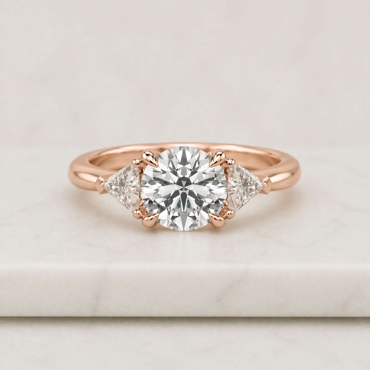 round diamond engagement ring round trilogy ring lab diamond three stone ring unique proposal ring for her 3 diamond ring anniversary ring

