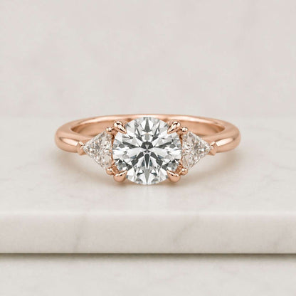 Round Diamond Engagement Ring Round Trilogy Ring Lab Diamond Three Stone Ring Unique Proposal Ring for Her 3 Diamond Ring Anniversary Ring

