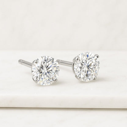 Round Cut Earth Mined Diamond Drop Stud Earrings Heart Shape Round Diamond Wedding Earrings Bridal Earrings Gift For Love