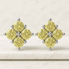 Vivid Yellow Round Lab Grown Diamond Flower Stud Earrings