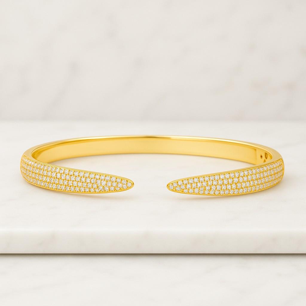 Flush Setting Wedding Bangle Bracelet Half Eternity Bangles Two Row Diamond Bangle