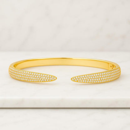 Flush Setting Wedding Bangle Bracelet Half Eternity Bangles Two Row Diamond Bangle