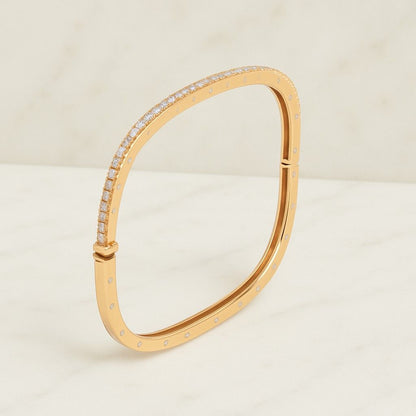 Two Row Pave Set Bangle Party Wear Bangle Moissanite Diamond Engagement Bangle