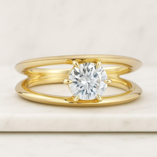 Round Cut Lab Grown Diamond Solitaire Engagement Ring 2.00ct Radiant Cut Diamond Split Shank Ring IGI Certified Proposal Ring