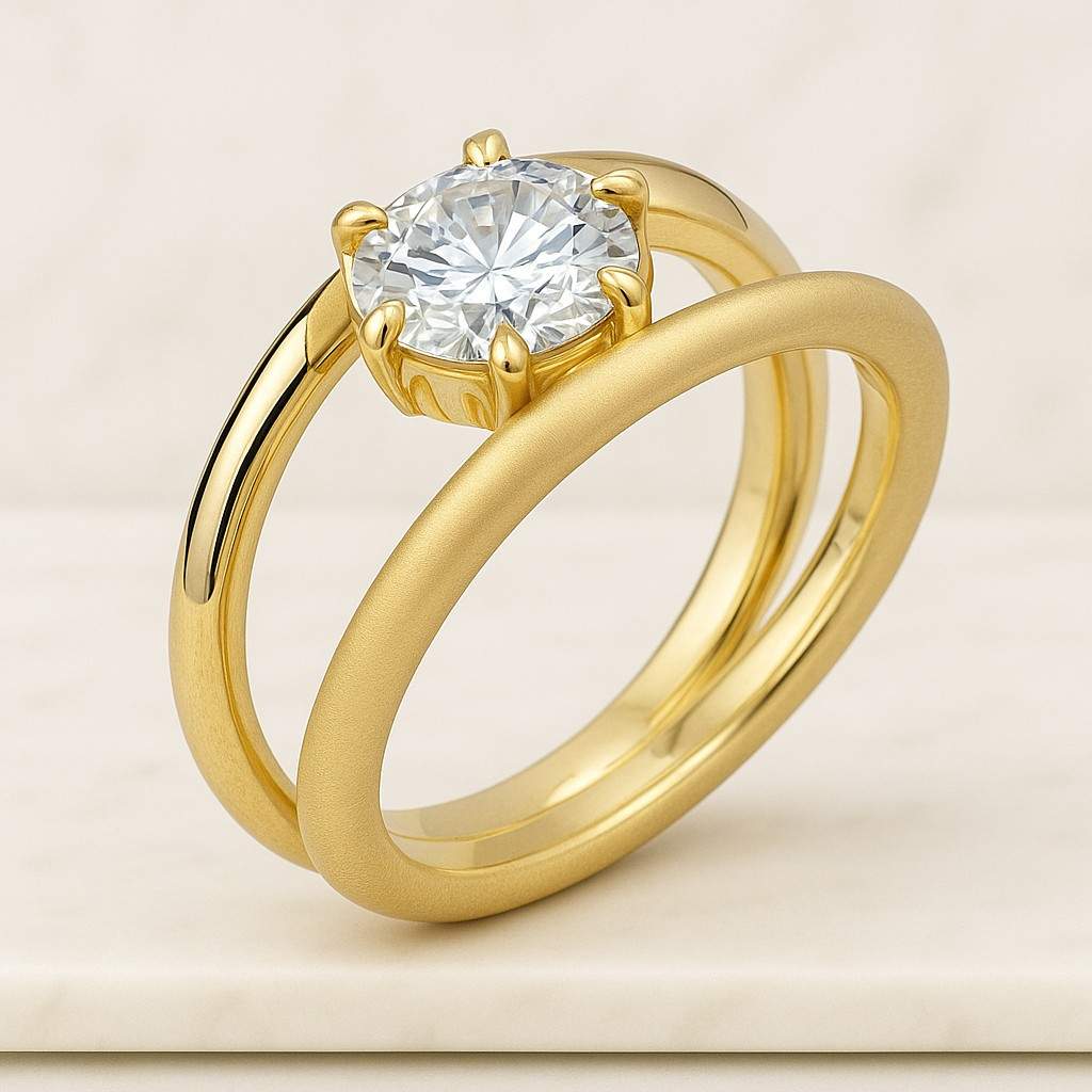 Round Cut Moissanite Diamond Solitaire Engagement Ring Solid Gold Bridal Anniversary Ring Lab Grown Diamond Ring For Her Propose Ring