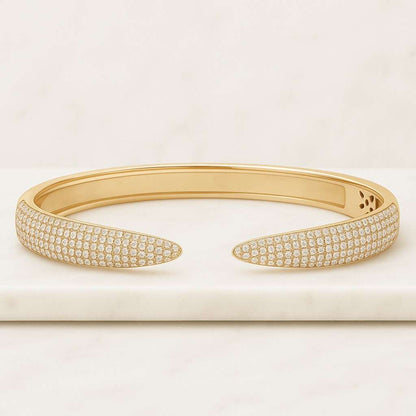 Half Eternity Bangle In 18K White Gold Gift For Love Flush Setting Wedding Bangle Bracelet