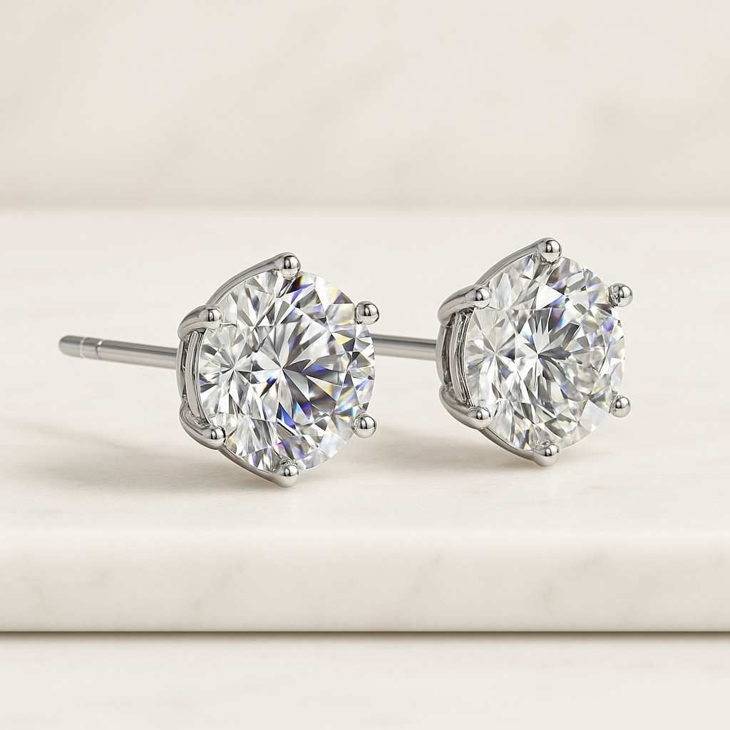1 Carat Diamond Stud Earrings Certified Diamond Studs Round Diamond Stud Earrings