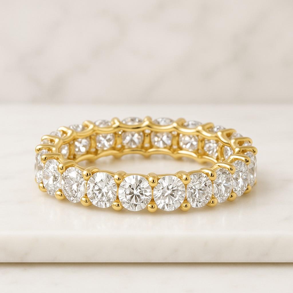 4 MM Round Cut Moissanite Full Eternity Band 14K Solid White Gold Women Wedding Band