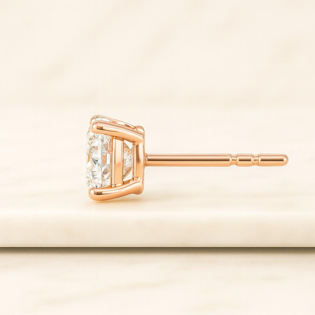 Round Diamond Stud Wedding Earrings Anniversary Gift for Women