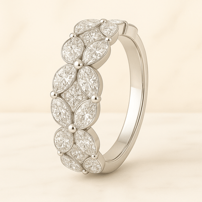 Round Lab-Grown Diamond Floral Cluster Engagement Ring