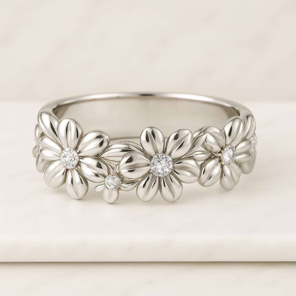 Flower Halo Diamond Ring, Halo Round Brilliant Cut Diamond Engagement Ring Womens Cuff Stacking Ring Round Cut Diamodn Band Bypass Setting Ring Everyday Ring