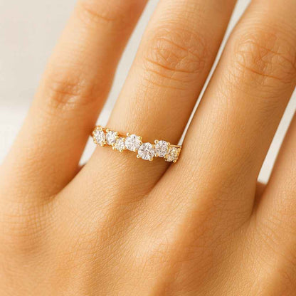 Round Lab Grown Diamond Band Cross Over Band Stackable Band Ring for Women