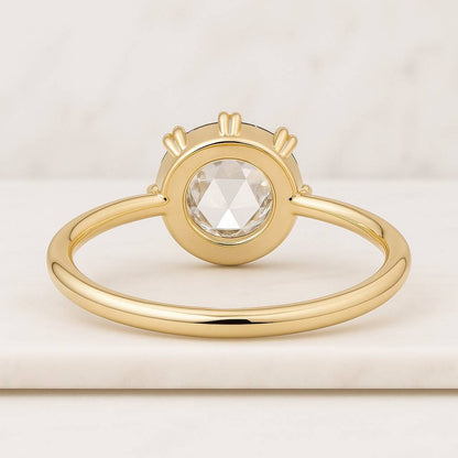 Round Rose Cut Diamond Wedding Band for Engagement Ring Full Eternity Ring Genuine Lab Grown Diamonds Milgrain Setting Anniversary Ring Gift