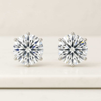 Round Lab Grown Diamond Stud Earrings, 0.61 TW Round Diamond Halo Earrings