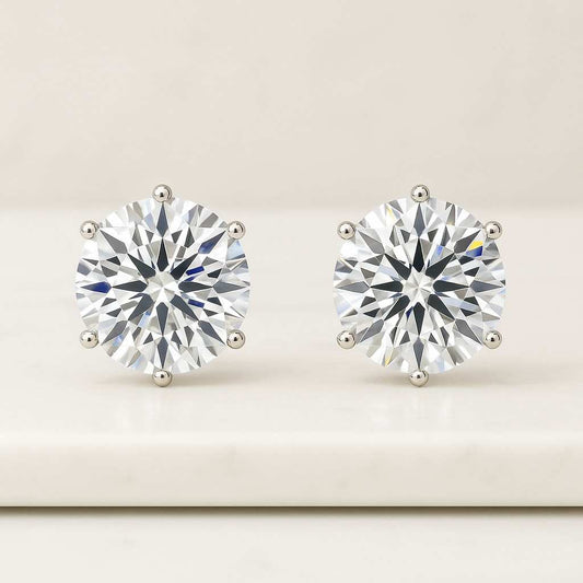 Round Lab Grown Diamond Stud Earrings, 0.61 TW Round Diamond Halo Earrings