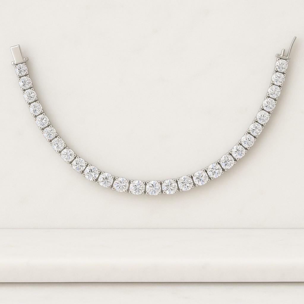 Round Bezel Tennis Necklace Diamond Necklace Bridal Jewelry
