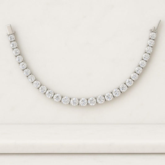 Round Bezel Tennis Necklace Diamond Necklace Bridal Jewelry