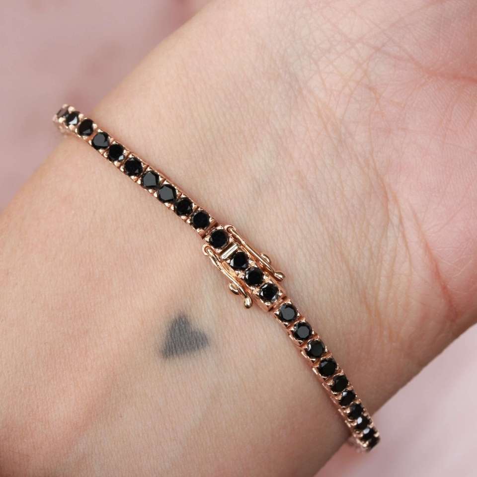 Round Black Diamond Tennis Bracelet