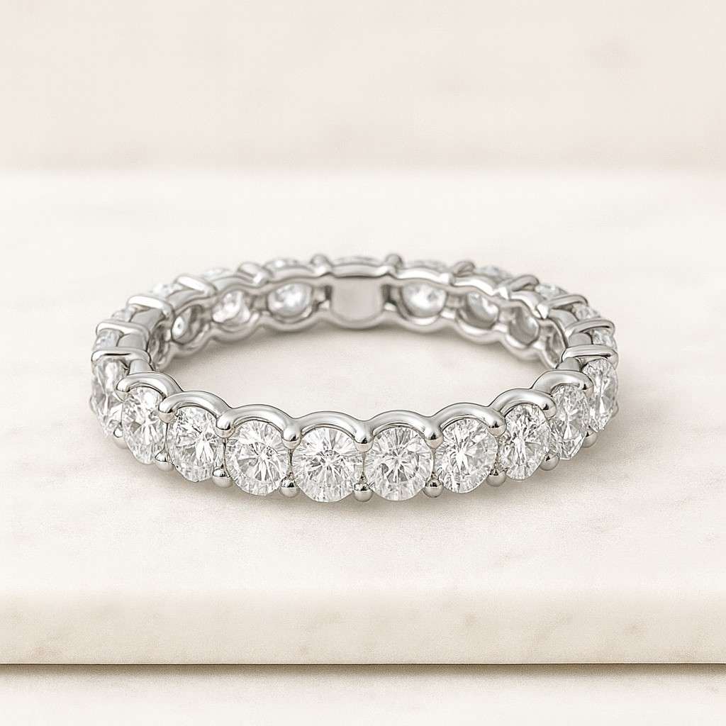 Round Brilliant Cut Lab Grown Diamond Band Round Cut Lab Grown Diamond Band Full Eternity Wedding Band Matching Stackable Band