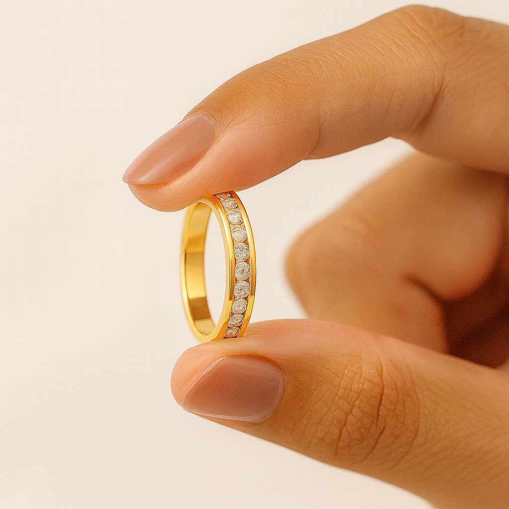 Minimalist Diamond Engagement Ring Set Round Brilliant Diamond Ring Set Solitaire Wedding Ring Set for Bride