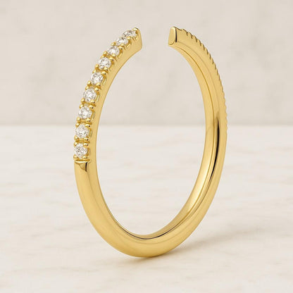 Round Colorless Moissanite Wedding Band, Open End Diamond Engagement Ring