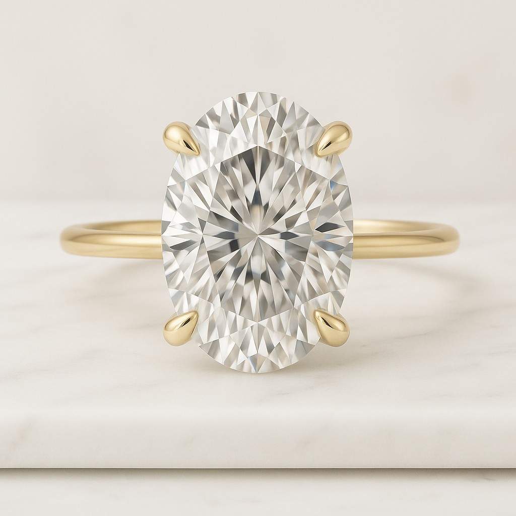 Round Cut 1 Carat Lab Grown Diamond Solitaire Engagement Ring 14k Gold 4 Prongs