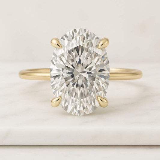 Round Cut 1 Carat Lab Grown Diamond Solitaire Engagement Ring 14k Gold 4 Prongs