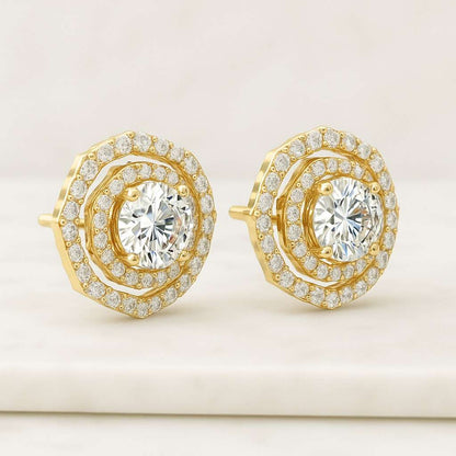 Round Cut CVD Diamond Bezel Set Stud Earrings  Lab Grown Diamond Solitaire Studs For Her  Conflict Free Diamond Everyday Earrings