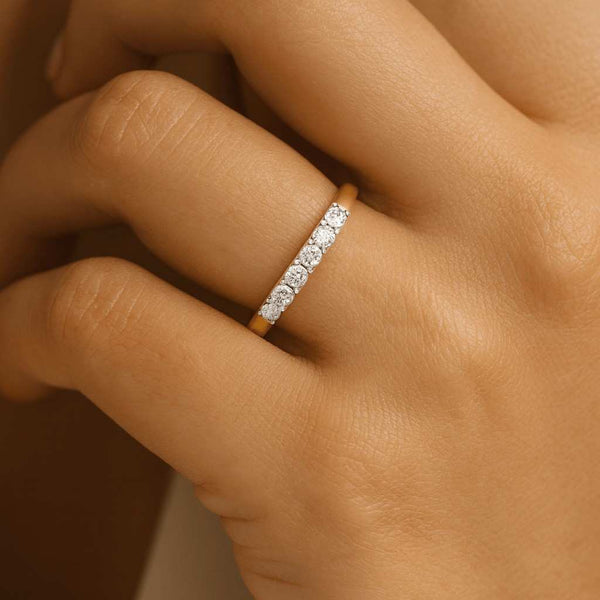 Round Cut CVD Diamond Half Eternity Wedding Band